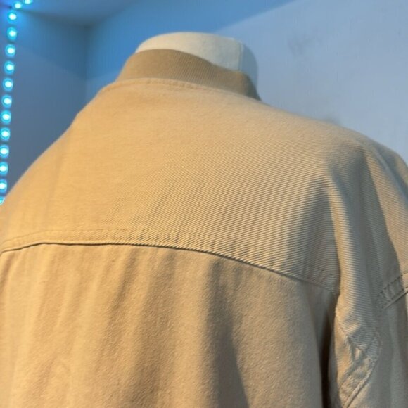 Nicole Miller New York tan/camel 100% cotton cropped denim zip jacket size L NWT - Picture 8 of 11